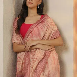 Libas Coral Printed Saree With Unstitched Blouse image 5