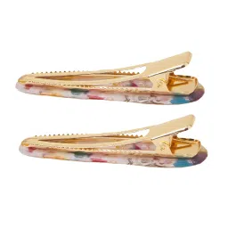 Accessorize London Multi Two Pack Tortoiseshell Resin Snap Clips image 5