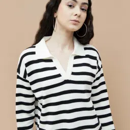 Ginger by Lifestyle White & Black Striped Pullover image 5