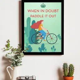 Art Street Green & Red Printed Synthetic Wood Framed Individual Wall Art image 1