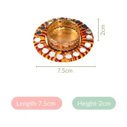 Nestasia Handmade Multicolour Threadwork Tealight Candle Holders with Mirrorwork (Set of 6) image 5