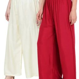 N-Gal Multicolor Flared Fit Palazzos (Pack Of 2)-picture-20