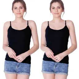 Dollar Missy Black Cotton Camisole (Pack of 2)-image-89