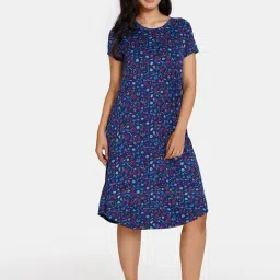 Zivame Blue Printed Night Dress-picture-34