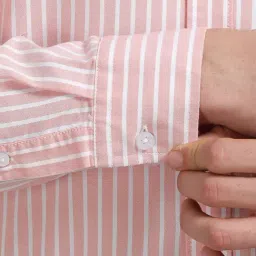 The Formal Club Carrot Pink Comfort Fit Striped Shirt image 5