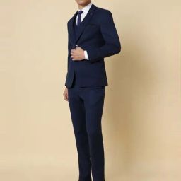 Allen Solly Navy Slim Fit Textured Three Piece Suit-picture-17