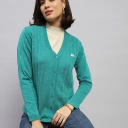 Monte Carlo Green Wool Self Design Cardigan image 5