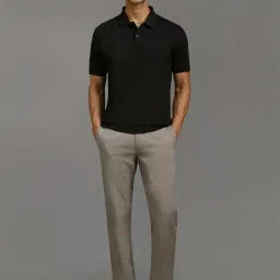Louis Philippe Black Cotton Regular Fit Polo T-Shirt image 5