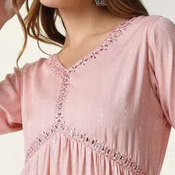 showoffff SHOWOFF Peach Embellished Kurta image 5