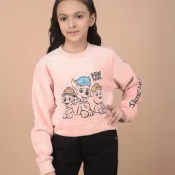 Crimsoune Club Girls Pink Printed Full Sleeves Sweatshirt-image-94