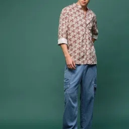 showoffff Showoff Brown Cotton Slim Fit Printed Shirt image 5