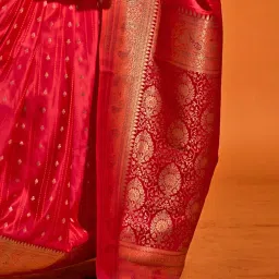 Saree Mall Red Woven Sarees With Unstitched Blouse image 5