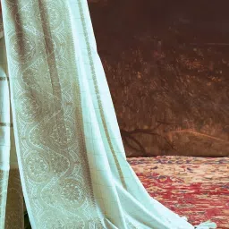 Saree Mall Turquoise Woven Sarees With Unstitched Blouse image 5