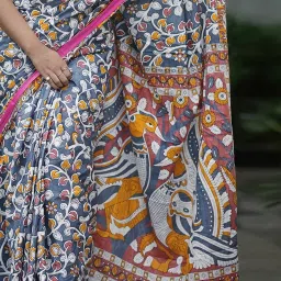 Saree Mall Grey Printed Sarees With Unstitched Blouse image 5