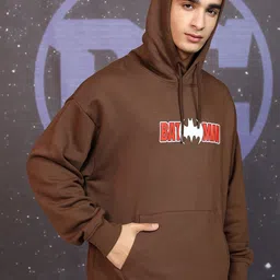 HIGHLANDER Men Warner Bros Batman Printed Hooded Oversized Pullover Sweatshirt image 2