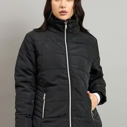 Duke Women Mock Collar Solid Puffer Jacket-picture-37