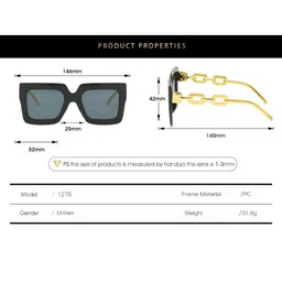 OUDI Women Grey Lens & White Square Sunglasses with image 2