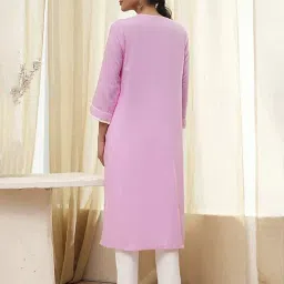Biba Light Pink Cotton Printed Kurta image 2