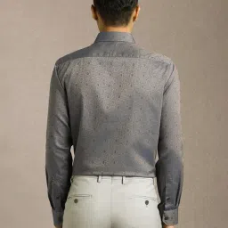 Louis Philippe Grey Cotton Regular Fit Printed Shirt image 2
