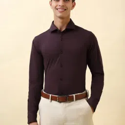 Allen Solly Purple Cotton Polyblend Slim Fit Solid Shirt-picture-27
