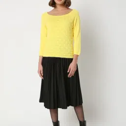 Vero Moda Yellow Self Design Pullover image 4