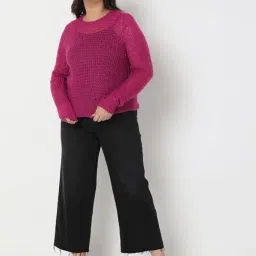 Vero Moda Curve Pink Self Design Sweater image 4