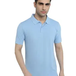 Park Avenue Light Blue Solid Regular Fit T-Shirt-picture-38