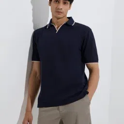 WES Casuals by Westside Navy Relaxed-Fit Cotton-Blend Polo T-Shirt-image-41