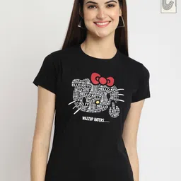 Dreambe Women Pack Of 2 Typography Printed Round Neck Cotton T-shirts-image-66