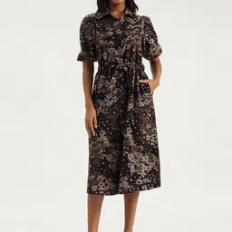 United Colors of Benetton Floral Printed Pure Cotton Puff Sleeve Shirt Dress-picture-29