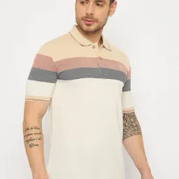 Duke Beige Slim Fit Striped Polo T-Shirt image 4