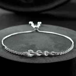Voylla Silver Sparkling Elegance Cosmic American Diamond Classic Bracelet-image-86