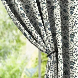 CASABLEU Blue Set of 2 Geometric Door Curtain image 4