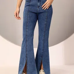 DOLCE CRUDO Women Bootcut Heavy Fade Stretchable Jeans-image-14