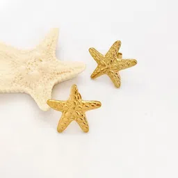 Jewels Galaxy Stainless Steel Gold-Plated Star Shaped Drop Earrings-picture-10