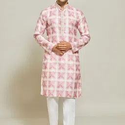 Arihant Rai Sinha Men Printed Regular Pure Cotton Kurta with Trousers image 4