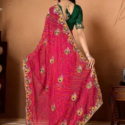Sareezaa Bandhani Embroidered Pure Georgette Heavy Work Bandhani Saree image 3