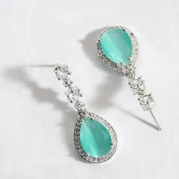 justpeachy Rhodium Plated American Diamond Studded Jewellery Set image 2