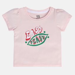 MINI KLUB Cotton Half Sleeves Typography Printed Top - Pink-picture-6