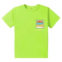 KAVEE Pure Cotton Half Sleeves Need Vitamin Sea Text Printed Tee - Neon Green-picture-21