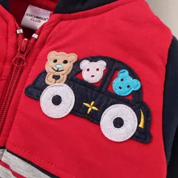 Cucumber Full Sleeves Hooded Sweatshirt Car & Text Patch - Navy Blue image 3