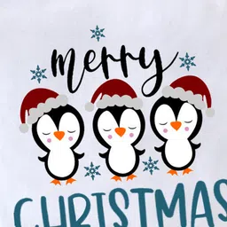 BLUSHES Christmas Theme 100% Cotton Half Sleeves Merry Christmas Text Printed Onesie - White image 4