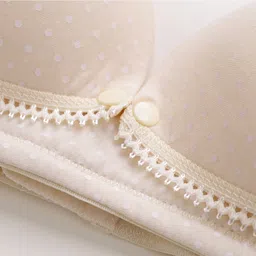 Bella Mama Front Button Nursing Padded Bra With Polka Dots Print - Beige image 4