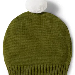 Babyhug Organic Cotton Knitted Full Sleeves Pullover Sweater Set With Tiger Embroidery & Cap - Olive Green image 4