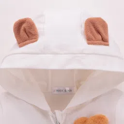 Mark & Mia Cotton Full Sleeves Hooded Winter Wear Suits Set With Bear Applique - Offwhite image 4