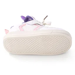 Oh! Pair Slip On Casual Shoes with Bunny Applique & Lace Up Closure - Pink & Purple image 5