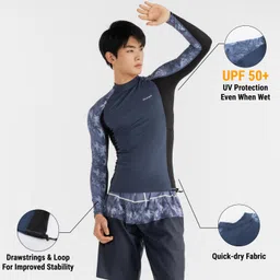 decathlon Men's surfing UV protection top NAVY PALM image 1