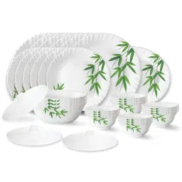 Larah by Borosil Leaves White Opalware 31 Pieces Dinner Set-picture-39