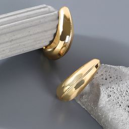 SOHI Gold-Plated Crescent Shaped Half Hoop Earrings-picture-9
