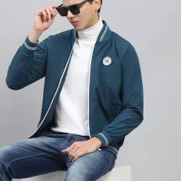 Monte Carlo Teal Blue Regular Fit Bomber Jacket image 5
